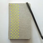 NEON YELLOW DOTS lined journal with leather closure