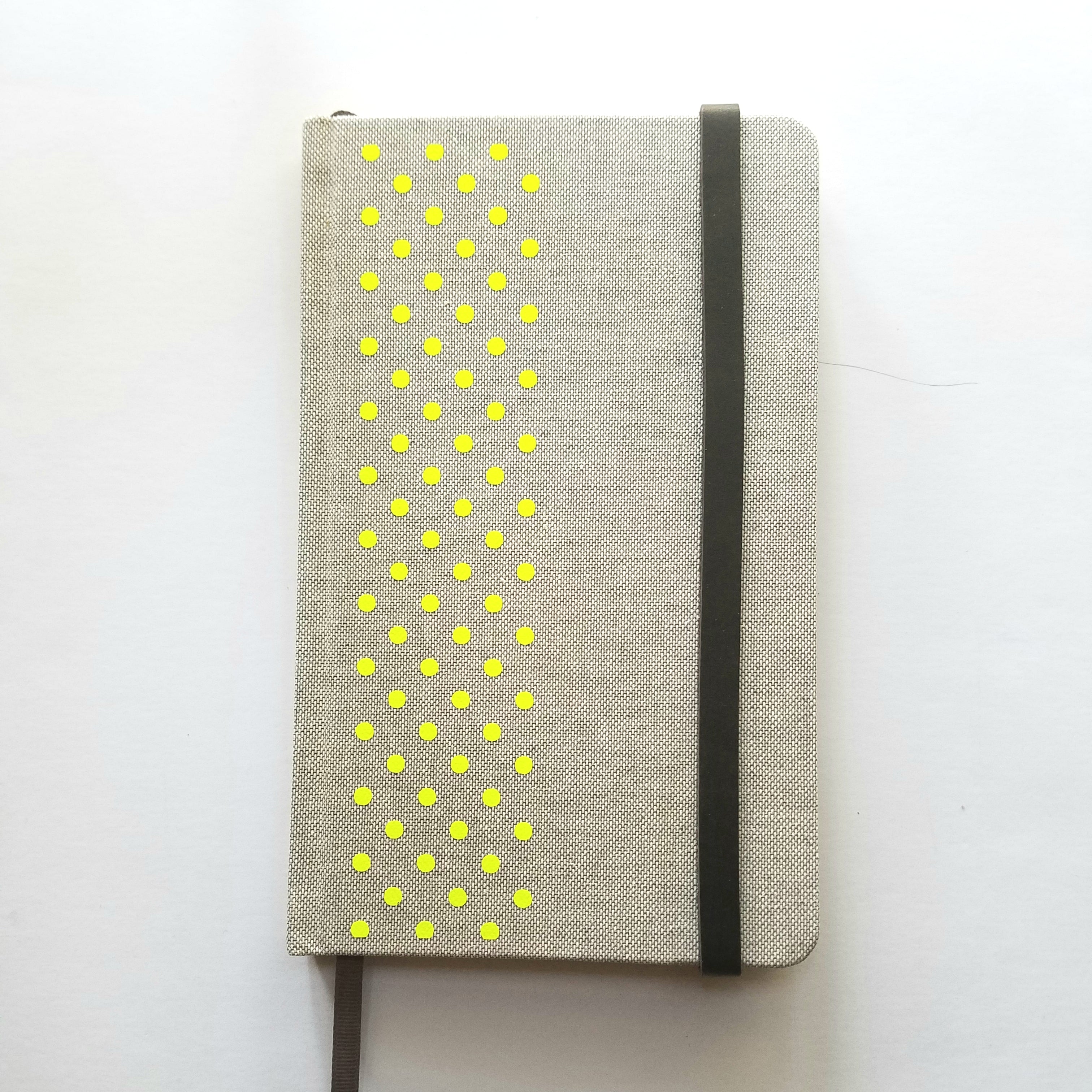 NEON YELLOW DOTS lined journal with leather closure