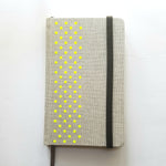 NEON YELLOW DOTS lined journal with leather closure