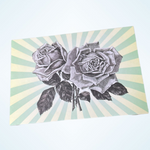 ROSES AND STRIPES folded greeting card