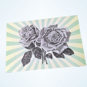 ROSES AND STRIPES folded greeting card