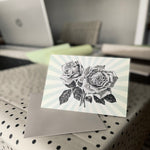 ROSES AND STRIPES folded greeting card