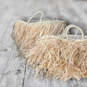 FRINGE RAFFIA STRAW market bag in different sizes
