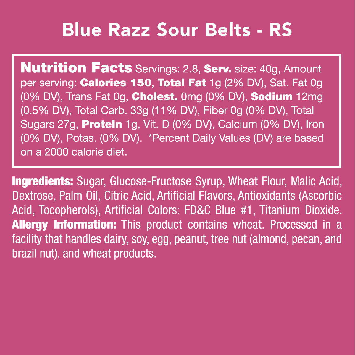BLUE RAZZ SOUR BELTS candy