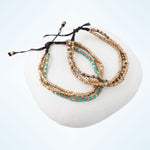 DELICATE TRIO beaded bracelet gold and turquoise