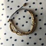 DELICATE TRIO beaded bracelet gold and labradorite