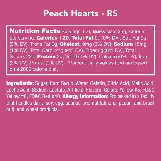 PEACH HEARTS candy